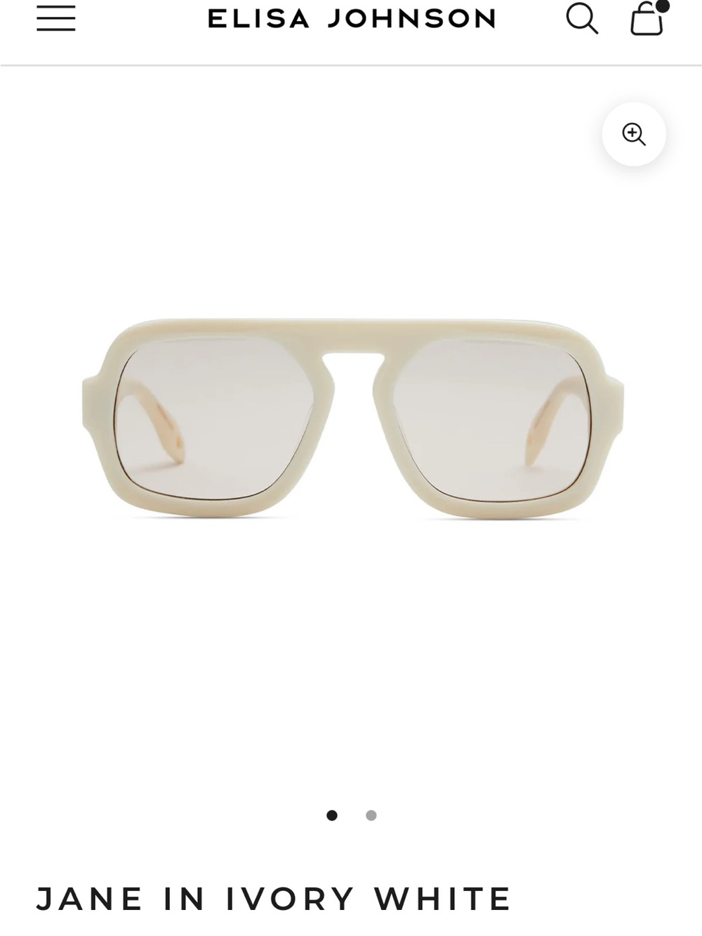 Elisa Johnson Jane Sunglasses in Ivory White